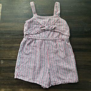 NWOT Old Navy Romper striped American Red White Blue, linen blend, sleeveless